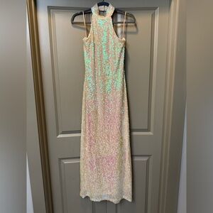 WAYF The Aria Sequin Mock Neck Gown. Size Large.